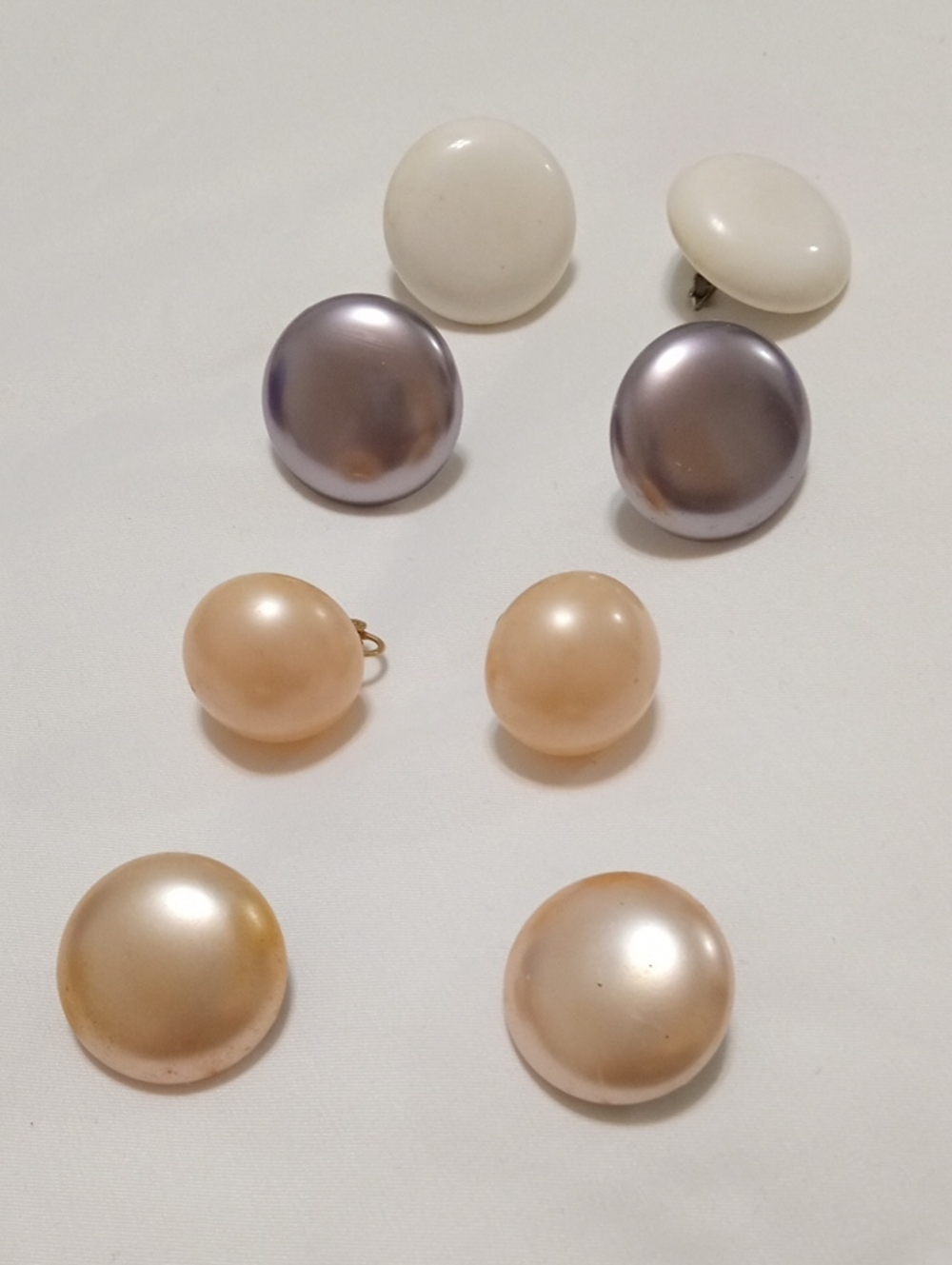 Classic Pearl Button Earrings - White and Lavender, Pink And Cream Tones